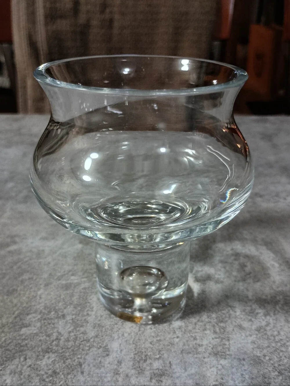 Crystal Candle Holder Krosno Poland Dansk Design Glass Controlled Bubble Base
